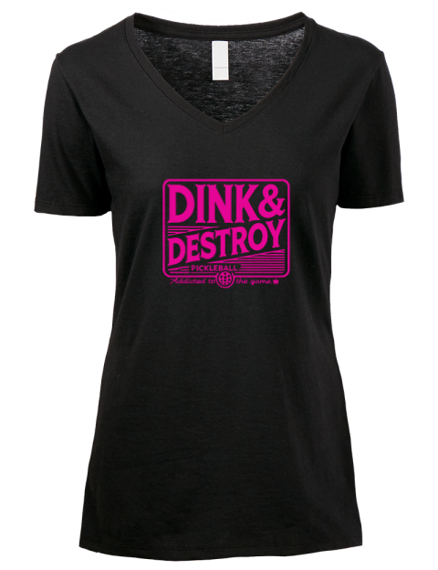Pickleball Big Dink Premium Ladies V-Neck T-Shirt