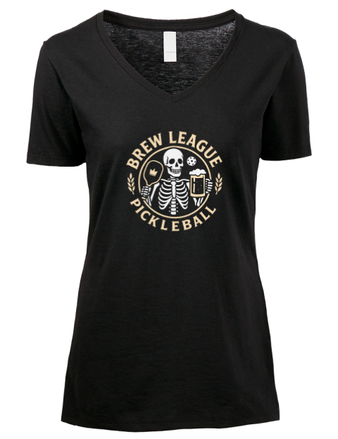 Pickleball Brew League Premium Ladies V-Neck T-Shirt
