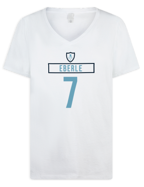 Home Jersey Jordan Eberle Premium Ladies V-Neck T-Shirt | Swagsta