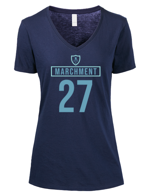 Away Jersey Mason Marchment Premium Ladies V-Neck T-Shirt | Swagsta