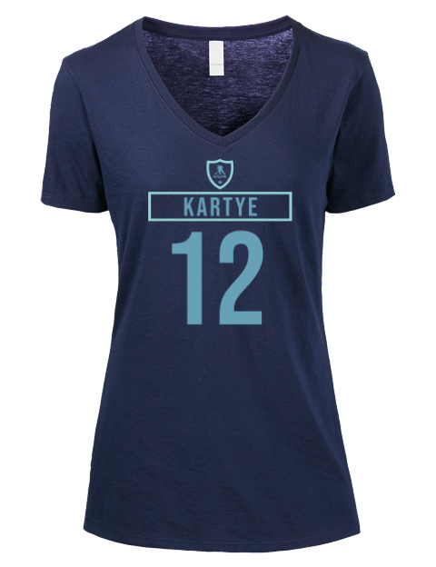 Away Jersey Tye Kartye Premium Ladies V-Neck T-Shirt | Swagsta