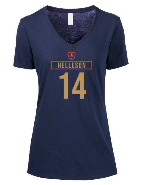 Away Jersey Drew Helleson Premium Ladies V-Neck T-Shirt | Swagsta