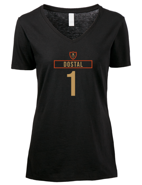 Away Jersey Lukas Dostal Premium Ladies V-Neck T-Shirt | Swagsta