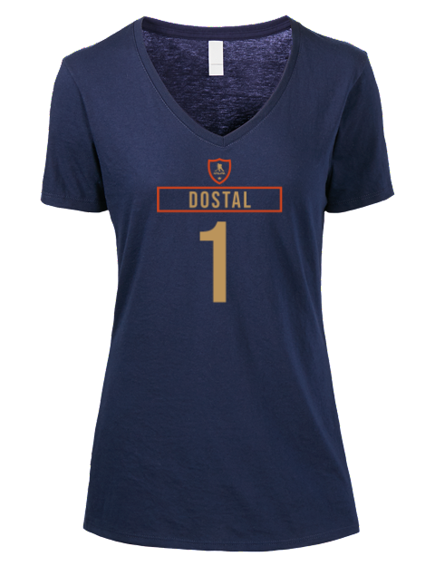 Away Jersey Lukas Dostal Premium Ladies V-Neck T-Shirt | Swagsta