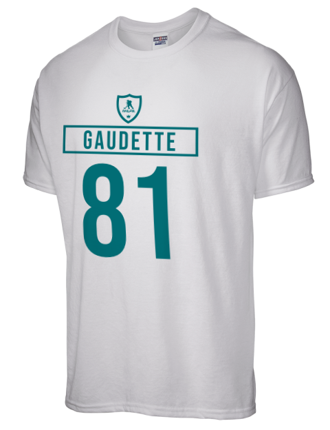 Away Jersey Adam Gaudette Dri-Power Unisex T-Shirt | Swagsta