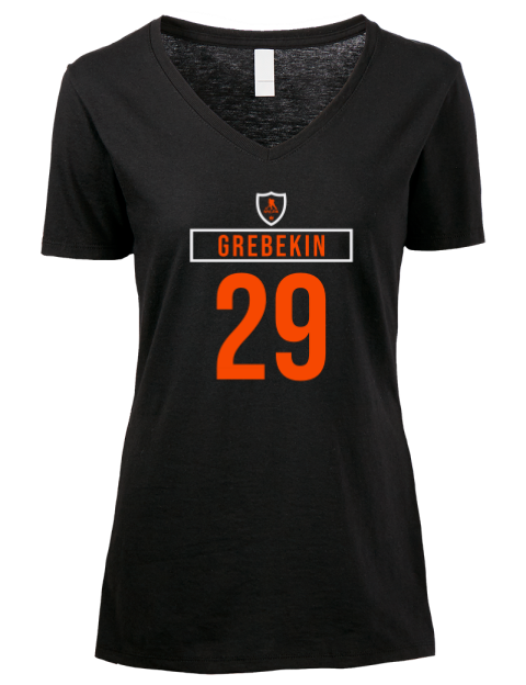 Away Jersey Nikita Grebekin Premium Ladies V-Neck T-Shirt | Swagsta