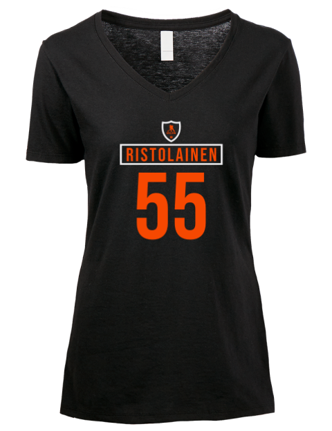Away Jersey Rasmus Ristolainen Premium Ladies V-Neck T-Shirt | Swagsta