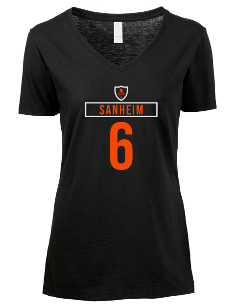 Away Jersey Travis Sanheim Premium Ladies V-Neck T-Shirt | Swagsta