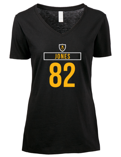 Away Jersey Caleb Jones Premium Ladies V-Neck T-Shirt | Swagsta