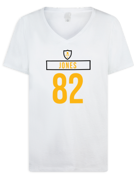 Home Jersey Caleb Jones Premium Ladies V-Neck T-Shirt | Swagsta