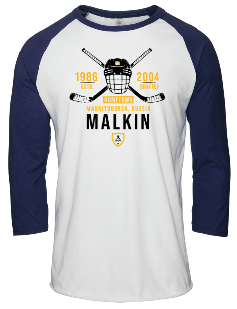 Classic Heritage Evgeni Malkin Unisex Premium Three-Quarter Raglan T-Shirt | Swagsta