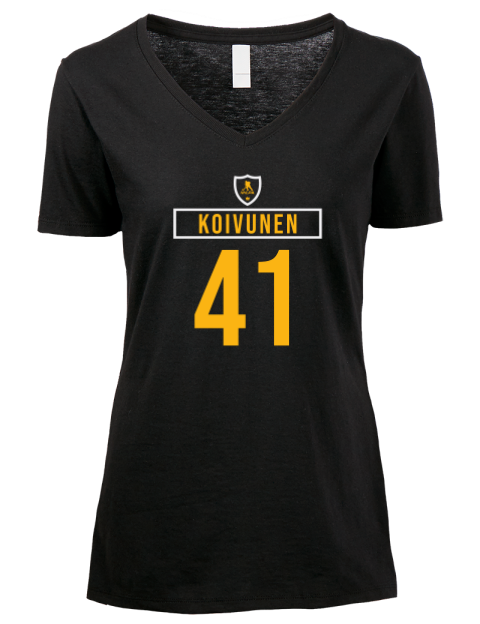 Away Jersey Ville Koivunen Premium Ladies V-Neck T-Shirt | Swagsta