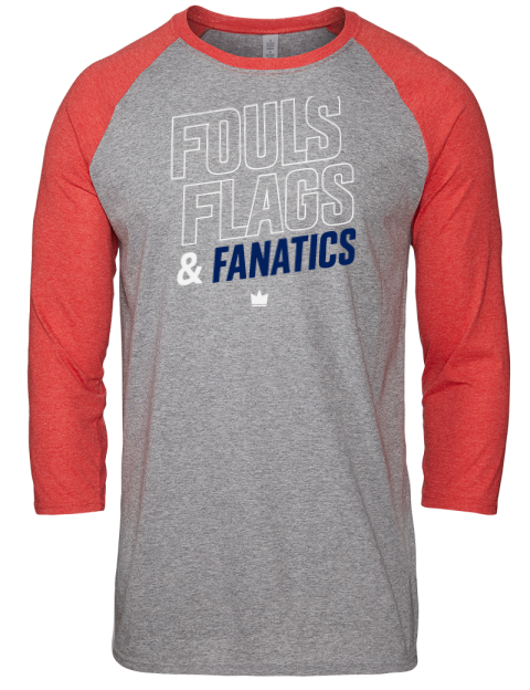Fouls, Flags & Fanatics Soccer Unisex Premium Three-Quarter Raglan T-Shirt | Swagsta