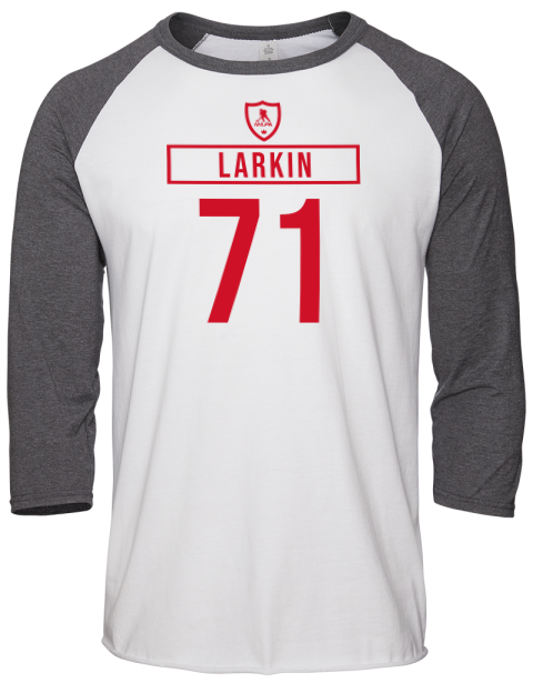 Home Jersey Dylan Larkin Unisex Premium Three-Quarter Raglan T-Shirt | Swagsta