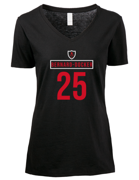 Away Jersey Jacob Docker Premium Ladies V-Neck T-Shirt | Swagsta