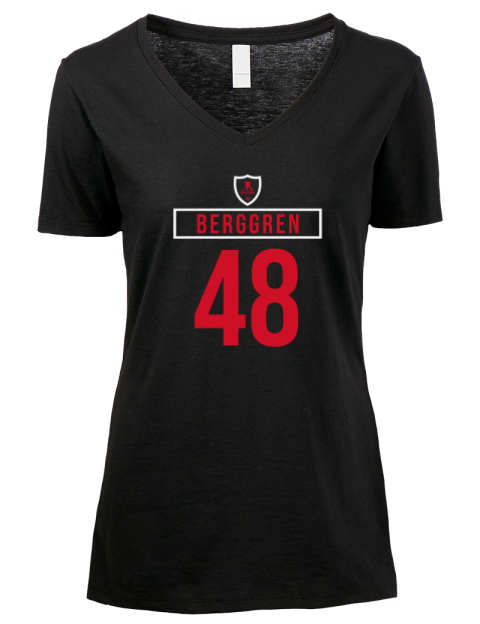 Away Jersey Jonatan Berggren Premium Ladies V-Neck T-Shirt | Swagsta