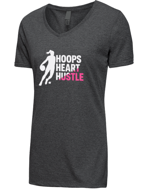 Hoops Heart Hustle She Got Game Premium Ladies V-Neck T-Shirt | Swagsta