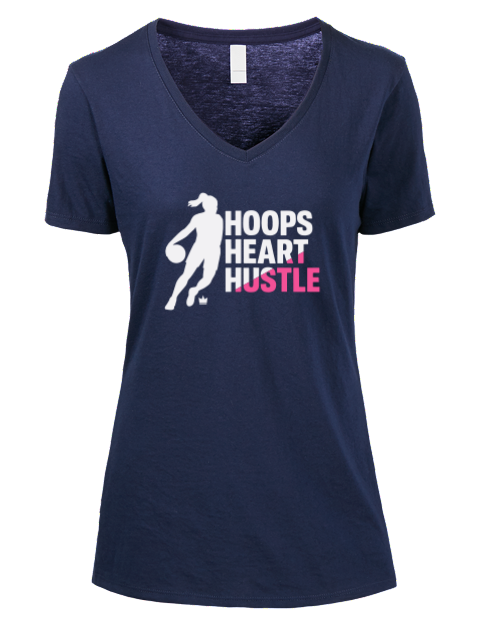Hoops Heart Hustle She Got Game Premium Ladies V-Neck T-Shirt | Swagsta