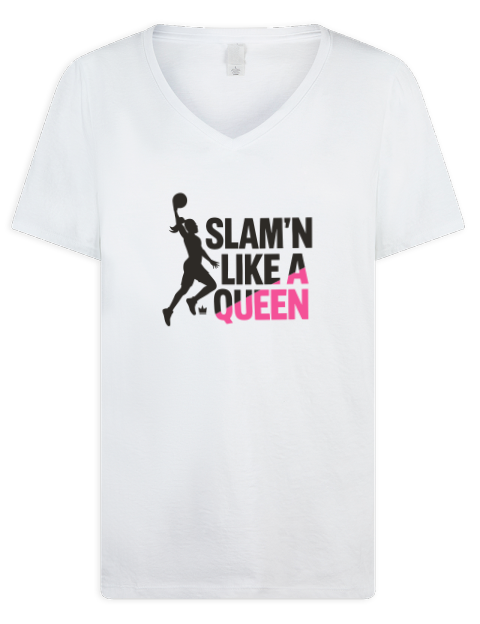 Slam’n She Got Game Premium Ladies V-Neck T-Shirt | Swagsta