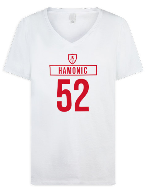 Home Jersey Travis Hamonic Premium Ladies V-Neck T-Shirt | Swagsta