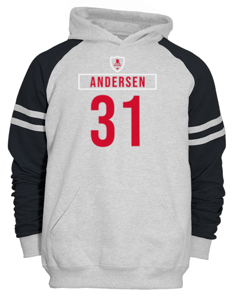 Home Jersey Frederik Andersen Unisex Varsity Color-Block Hooded Sweatshirt | Swagsta