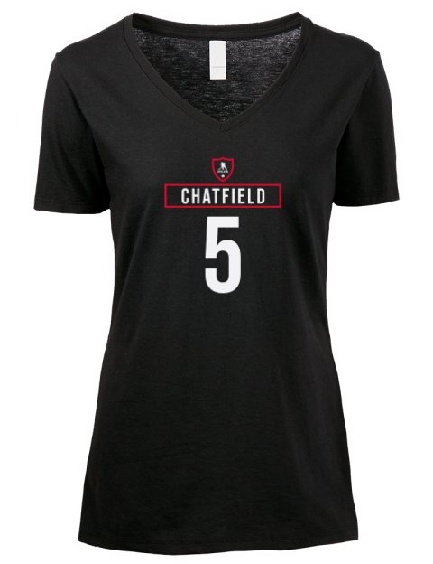 Away Jersey Jalen Chatfield Premium Ladies V-Neck T-Shirt | Swagsta