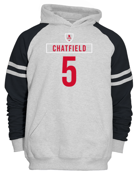 Home Jersey Jalen Chatfield Unisex Varsity Color-Block Hooded Sweatshirt | Swagsta