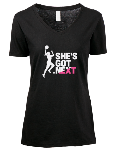 She’s Got Next She Got Game Premium Ladies V-Neck T-Shirt | Swagsta