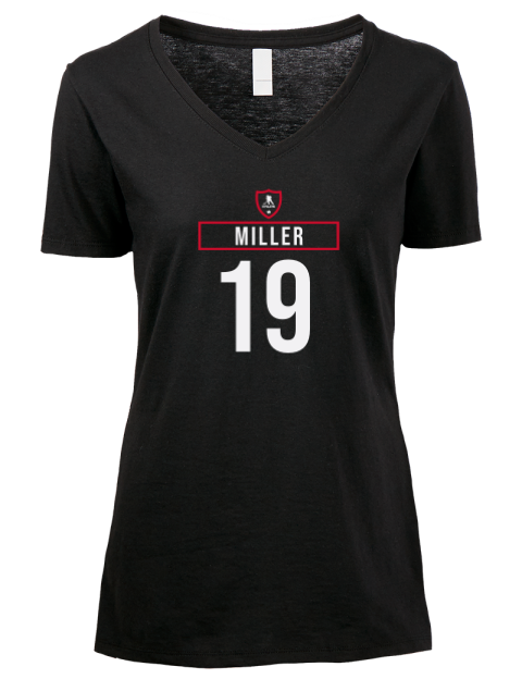 Away Jersey Kandre Miller Premium Ladies V-Neck T-Shirt | Swagsta