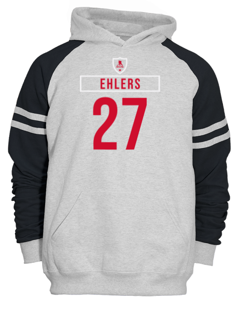Home Jersey Nikolaj Ehlers Unisex Varsity Color-Block Hooded Sweatshirt | Swagsta