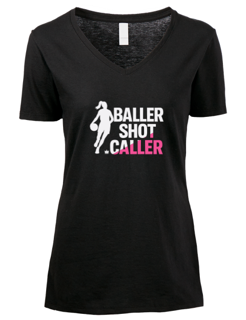 Baller Shot Caller She Got Game Premium Ladies V-Neck T-Shirt | Swagsta
