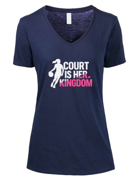 Court Is Her Kingdom She Got Game Premium Ladies V-Neck T-Shirt | Swagsta