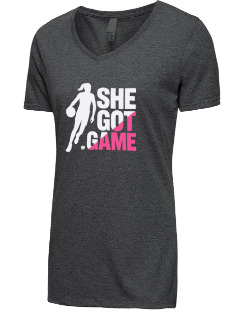 She Got Game She Got Game Premium Ladies V-Neck T-Shirt | Swagsta