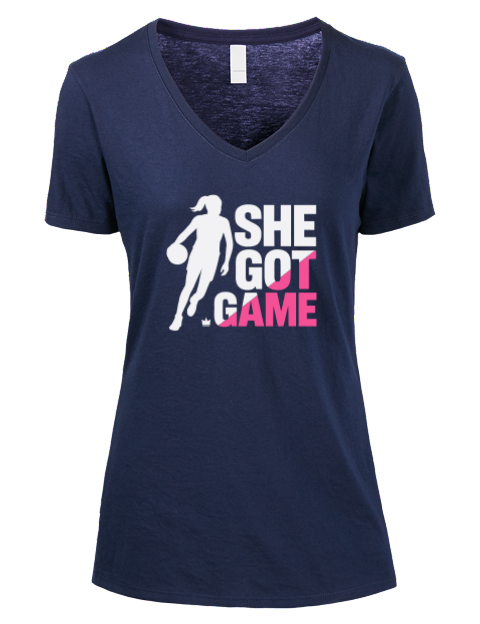 She Got Game She Got Game Premium Ladies V-Neck T-Shirt | Swagsta