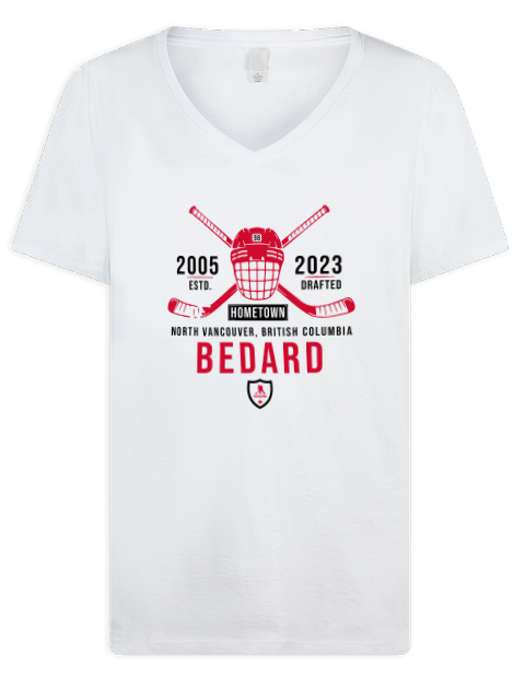 Classic Heritage Connor Bedard Premium Ladies V-Neck T-Shirt | Swagsta