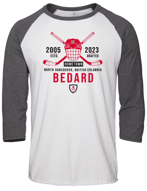Classic Heritage Connor Bedard Unisex Premium Three-Quarter Raglan T-Shirt | Swagsta