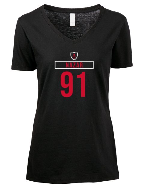 Away Jersey Frank Nazar Premium Ladies V-Neck T-Shirt | Swagsta