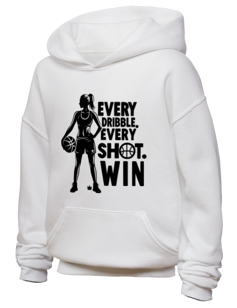Every Dribble Every Shot, Win She Got Game Youth Hooded Sweatshirt | Swagsta