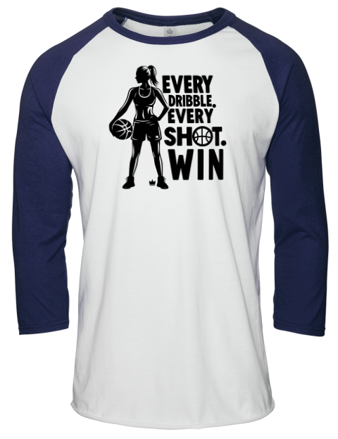 Every Dribble Every Shot, Win She Got Game Unisex Premium Three-Quarter Raglan T-Shirt | Swagsta