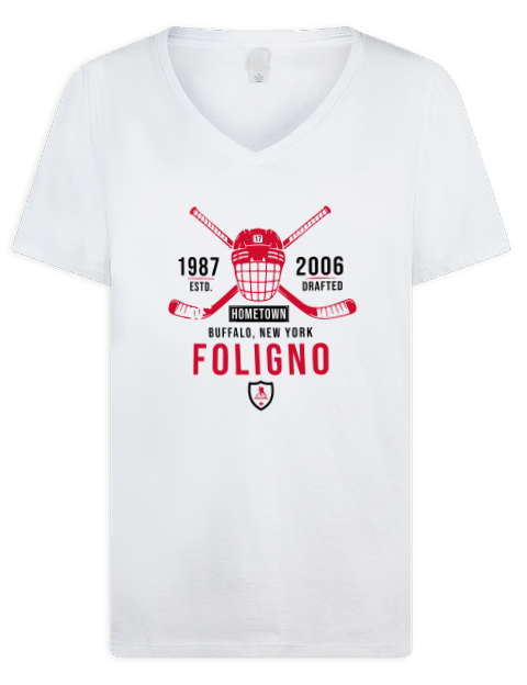 Classic Heritage Nick Foligno Premium Ladies V-Neck T-Shirt | Swagsta