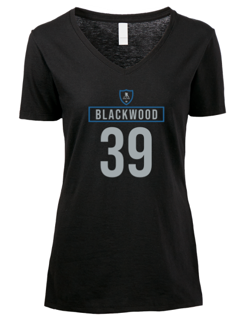 Away Jersey Mackenzie Blackwood Premium Ladies V-Neck T-Shirt | Swagsta