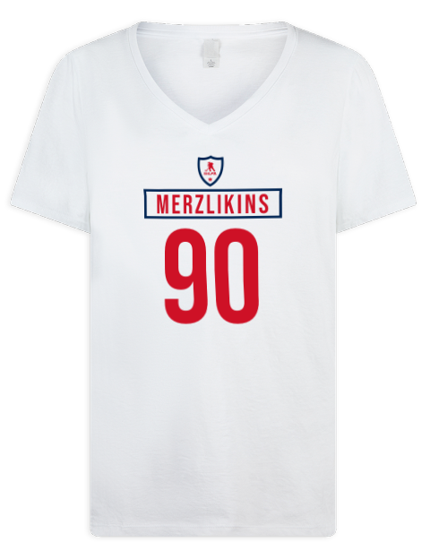 Home Jersey Elvis Merzlikins Premium Ladies V-Neck T-Shirt | Swagsta