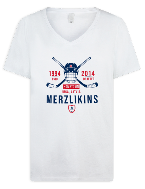 Classic Heritage Elvis Merzlikins Premium Ladies V-Neck T-Shirt | Swagsta