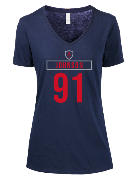 Away Jersey Kent Johnson Premium Ladies V-Neck T-Shirt | Swagsta