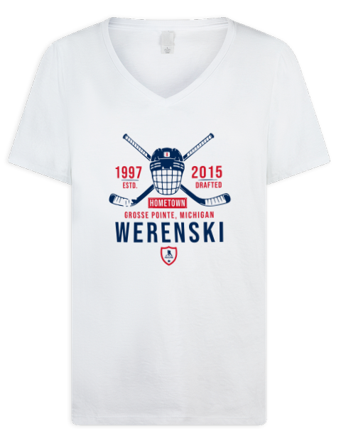 Classic Heritage Zachary Werenski Premium Ladies V-Neck T-Shirt | Swagsta