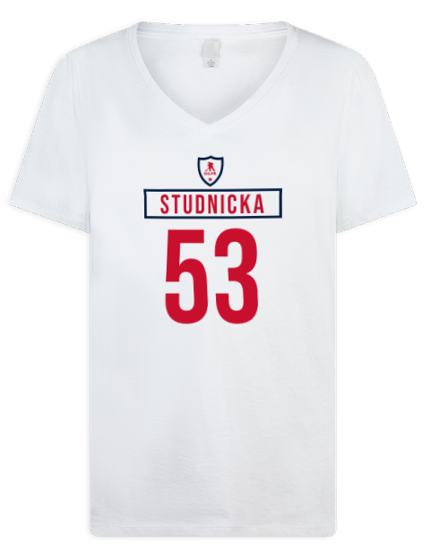 Home Jersey Jack Studnicka Premium Ladies V-Neck T-Shirt | Swagsta