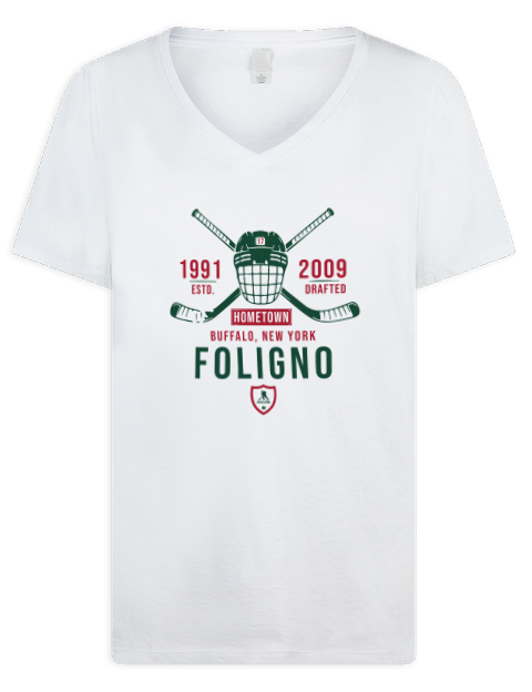 Classic Heritage Marcus Foligno Premium Ladies V-Neck T-Shirt | Swagsta