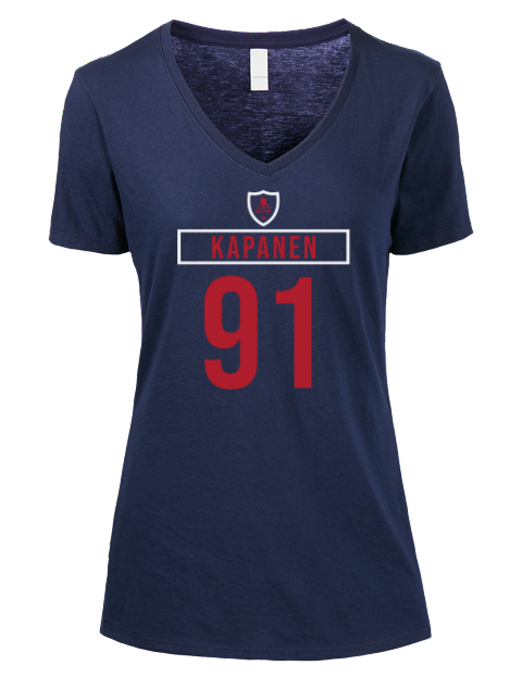 Away Jersey Oliver Kapanen Premium Ladies V-Neck T-Shirt | Swagsta