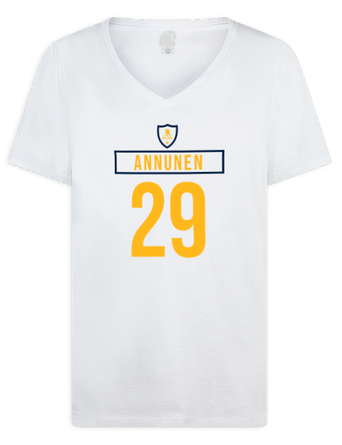 Home Jersey Justus Annunen Premium Ladies V-Neck T-Shirt | Swagsta