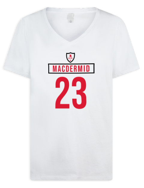 Home Jersey Kurtis Macdermid Premium Ladies V-Neck T-Shirt | Swagsta